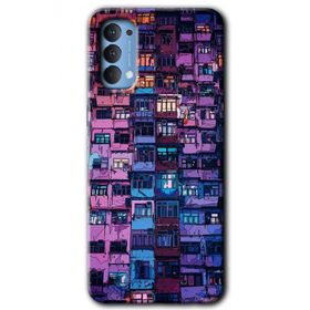 Oppo Reno 4 Şehir Görünümü Baskılı Uyumlu Silikon Kılıf