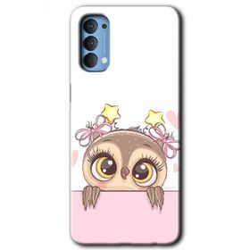 Oppo Reno 4 Sevimli Baykuş Baskılı Uyumlu Silikon Kılıf