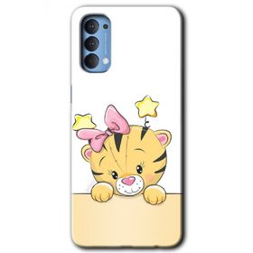 Oppo Reno 4 Sevimli Kedi Baskılı Uyumlu Silikon Kılıf