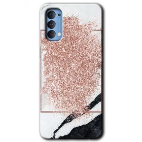 Oppo Reno 4 Simli Mermer Baskılı Uyumlu Silikon Kılıf