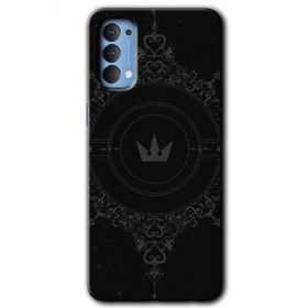 Oppo Reno 4 Siyah Mandala 1 Baskılı Uyumlu Silikon Kılıf