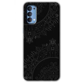 Oppo Reno 4 Siyah Mandala Baskılı Uyumlu Silikon Kılıf
