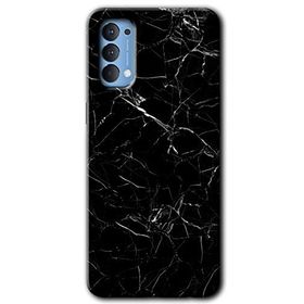 Oppo Reno 4 Siyah Mermer Baskılı Uyumlu Silikon Kılıf