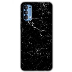 Oppo Reno 4 Siyah Mermer Baskılı Uyumlu Silikon Kılıf