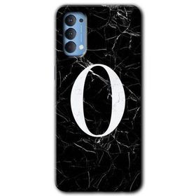 Oppo Reno 4 Siyah Mermer Desenli Ö Harfi Baskılı Uyumlu Silikon Kılıf