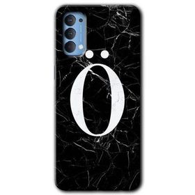 Oppo Reno 4 Siyah Mermer Desenli Ö Harfi Baskılı Uyumlu Silikon Kılıf