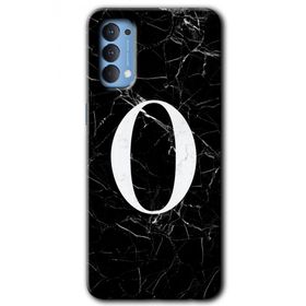 Oppo Reno 4 Siyah Mermer Desenli Ö Harfi Baskılı Uyumlu Silikon Kılıf