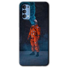Oppo Reno 4 Smoke Astronot Baskılı Uyumlu Silikon Kılıf