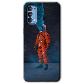 Oppo Reno 4 Smoke Astronot Baskılı Uyumlu Silikon Kılıf