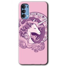 Oppo Reno 4 Unicorn Pembe Baskılı Uyumlu Silikon Kılıf
