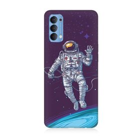 Oppo Reno 4 Uyumlu Astronot Baskılı Silikon Kılıf