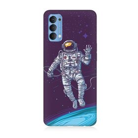 Oppo Reno 4 Uyumlu Astronot Baskılı Silikon Kılıf