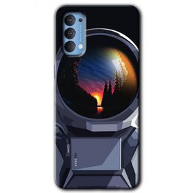 Oppo Reno 4 Uyumlu Astronot Baskılı Silikon Kılıf