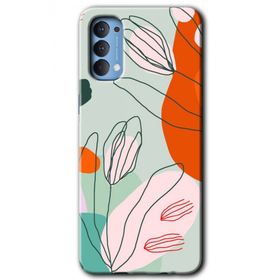 Oppo Reno 4 Vektör Çiçekler Baskılı Uyumlu Silikon Kılıf