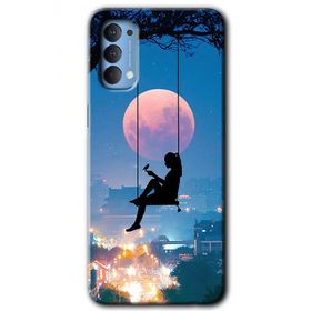 Oppo Reno 4 Yalnız Kadın Baskılı Uyumlu Silikon Kılıf