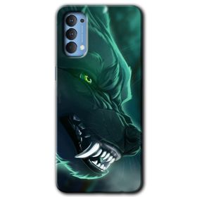 Oppo Reno 4 Yeşil Kurt Baskılı Uyumlu Silikon Kılıf