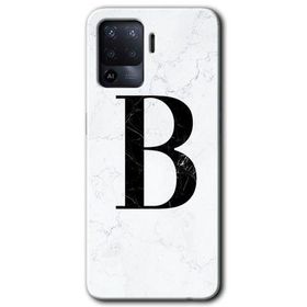 Oppo Reno 5 Lite Beyaz Mermer Desenli B Harfi Baskılı Uyumlu Silikon Kılıf