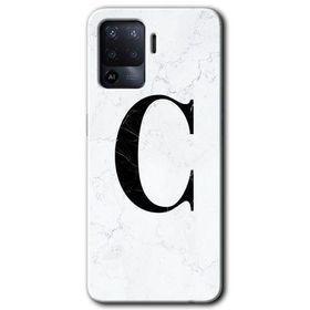 Oppo Reno 5 Lite Beyaz Mermer Desenli C Harfi Baskılı Uyumlu Silikon Kılıf