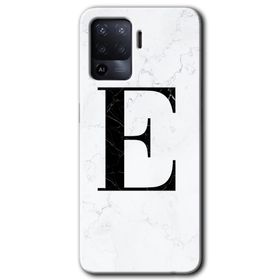 Oppo Reno 5 Lite Beyaz Mermer Desenli E Harfi Baskılı Uyumlu Silikon Kılıf