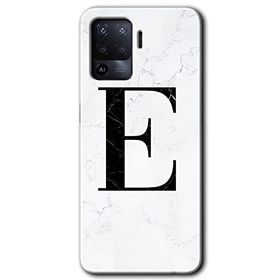 Oppo Reno 5 Lite Beyaz Mermer Desenli E Harfi Baskılı Uyumlu Silikon Kılıf