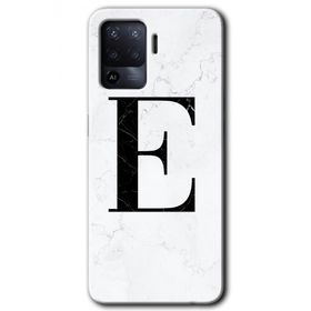 Oppo Reno 5 Lite Beyaz Mermer Desenli E Harfi Baskılı Uyumlu Silikon Kılıf