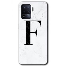 Oppo Reno 5 Lite Beyaz Mermer Desenli F Harfi Baskılı Uyumlu Silikon Kılıf