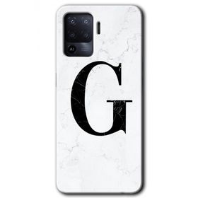 Oppo Reno 5 Lite Beyaz Mermer Desenli G Harfi Baskılı Uyumlu Silikon Kılıf