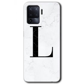 Oppo Reno 5 Lite Beyaz Mermer Desenli L Harfi Baskılı Uyumlu Silikon Kılıf