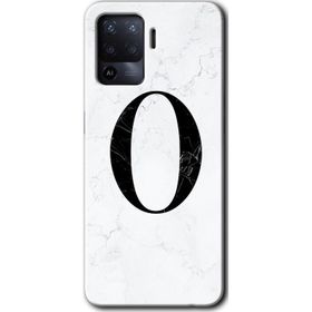 Oppo Reno 5 Lite Beyaz Mermer Desenli Ö Harfi Baskılı Uyumlu Silikon Kılıf