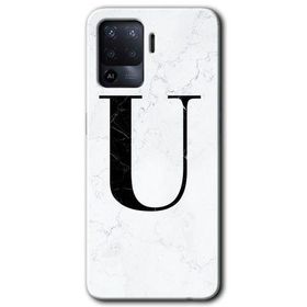 Oppo Reno 5 Lite Beyaz Mermer Desenli U Harfi Baskılı Uyumlu Silikon Kılıf