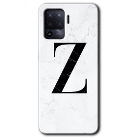 Oppo Reno 5 Lite Beyaz Mermer Desenli Z Harfi Baskılı Uyumlu Silikon Kılıf