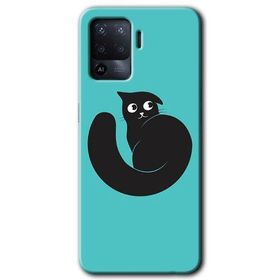Oppo Reno 5 Lite Cat Vector Baskılı Uyumlu Silikon Kılıf