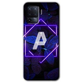 Oppo Reno 5 Lite Dark Neon Yaprak A Harfi Baskılı Uyumlu Silikon Kılıf