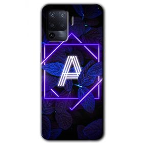 Oppo Reno 5 Lite Dark Neon Yaprak A Harfi Baskılı Uyumlu Silikon Kılıf