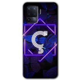 Oppo Reno 5 Lite Dark Neon Yaprak C Harfi Baskılı Uyumlu Silikon Kılıf