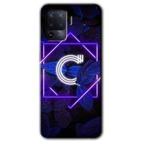 Oppo Reno 5 Lite Dark Neon Yaprak C Harfi Baskılı Uyumlu Silikon Kılıf