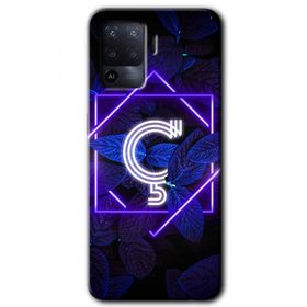 Oppo Reno 5 Lite Dark Neon Yaprak C Harfi Baskılı Uyumlu Silikon Kılıf