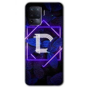 Oppo Reno 5 Lite Dark Neon Yaprak D Harfi Baskılı Uyumlu Silikon Kılıf