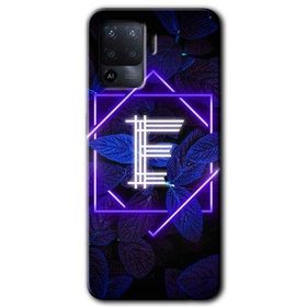 Oppo Reno 5 Lite Dark Neon Yaprak E Harfi Baskılı Uyumlu Silikon Kılıf