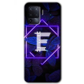 Oppo Reno 5 Lite Dark Neon Yaprak E Harfi Baskılı Uyumlu Silikon Kılıf