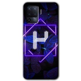 Oppo Reno 5 Lite Dark Neon Yaprak H Harfi Baskılı Uyumlu Silikon Kılıf