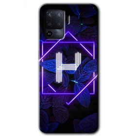 Oppo Reno 5 Lite Dark Neon Yaprak H Harfi Baskılı Uyumlu Silikon Kılıf