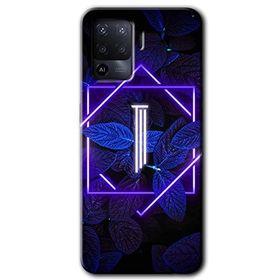 Oppo Reno 5 Lite Dark Neon Yaprak I Harfi Baskılı Uyumlu Silikon Kılıf