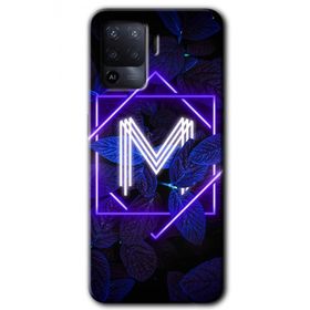 Oppo Reno 5 Lite Dark Neon Yaprak M Harfi Baskılı Uyumlu Silikon Kılıf