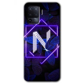 Oppo Reno 5 Lite Dark Neon Yaprak N Harfi Baskılı Uyumlu Silikon Kılıf