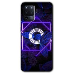 Oppo Reno 5 Lite Dark Neon Yaprak O Harfi Baskılı Uyumlu Silikon Kılıf