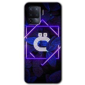 Oppo Reno 5 Lite Dark Neon Yaprak O Harfi Baskılı Uyumlu Silikon Kılıf