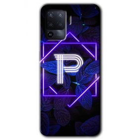 Oppo Reno 5 Lite Dark Neon Yaprak P Harfi Baskılı Uyumlu Silikon Kılıf