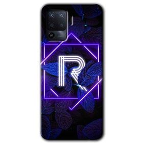 Oppo Reno 5 Lite Dark Neon Yaprak R Harfi Baskılı Uyumlu Silikon Kılıf