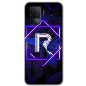 Oppo Reno 5 Lite Dark Neon Yaprak R Harfi Baskılı Uyumlu Silikon Kılıf